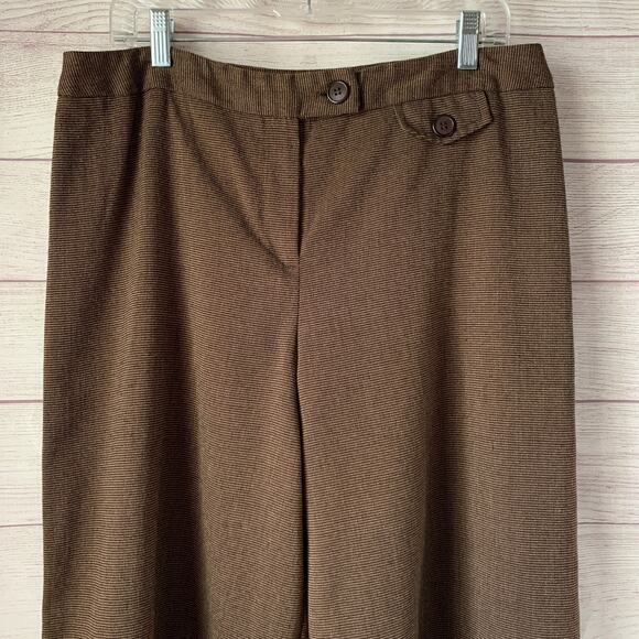 Briggs New York Brown Houndstooth Wide Leg Palazzo Cropped Pants Capris Size 14 - Picture 2 of 16